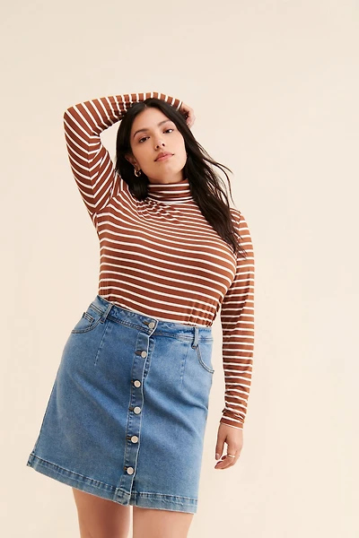 Eloquii Striped Layering Turtleneck Top