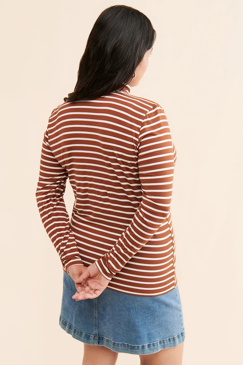 Eloquii Striped Layering Turtleneck Top