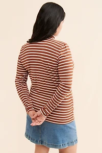 Eloquii Striped Layering Turtleneck Top
