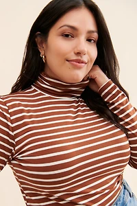 Eloquii Striped Layering Turtleneck Top