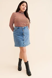 Eloquii Striped Layering Turtleneck Top