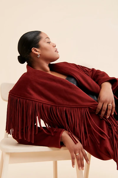 Eloquii Fringe Belted Coat