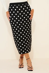 Eloquii Polka Dot Sweater Midi Skirt