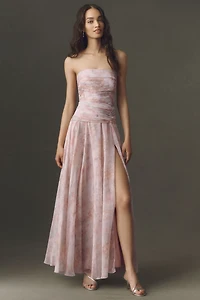 BHLDN Strapless Chiffon Maxi Dress