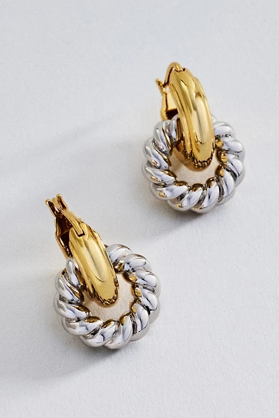 Luv AJ Two-Tone Rope Interlock Hoops