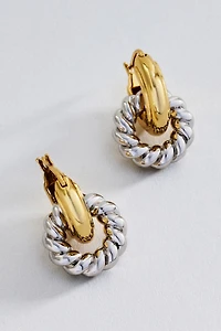 Luv AJ Two-Tone Rope Interlock Hoops