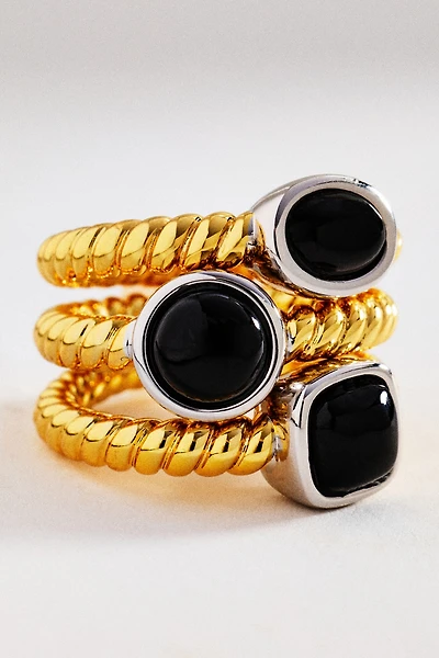 Luv Aj Midnight Mesa Rings, Set of 3