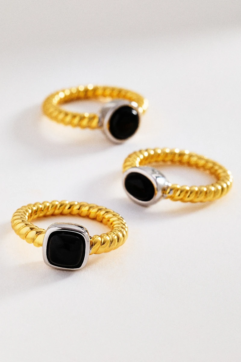 Luv Aj Midnight Mesa Rings, Set of 3