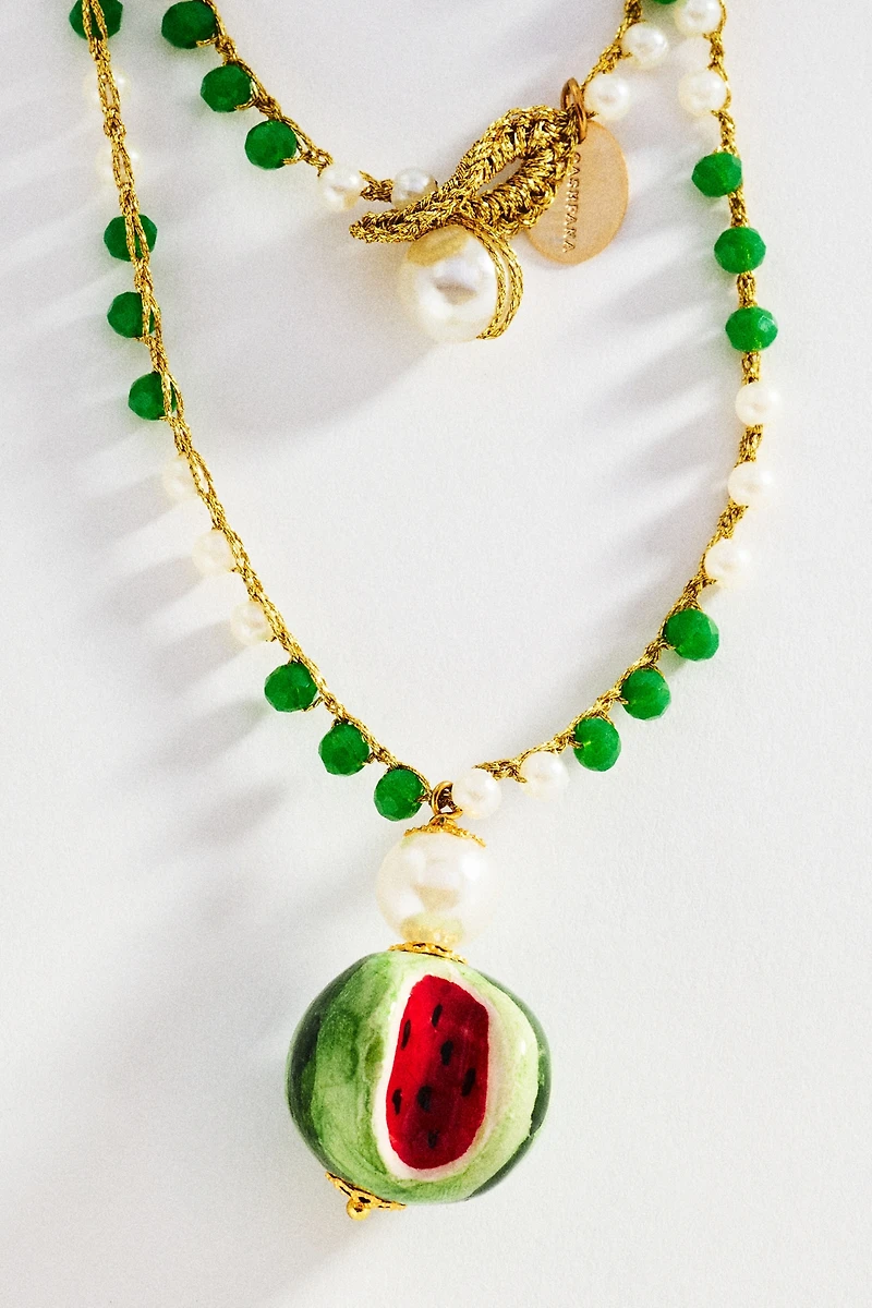 CASHFANA Fruit Pendant Beaded Necklace