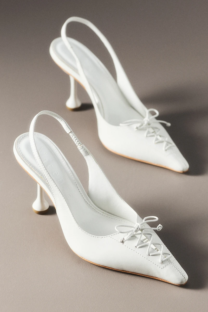 Vicenza Tie-Up Pointed-Toe Slingback Heels