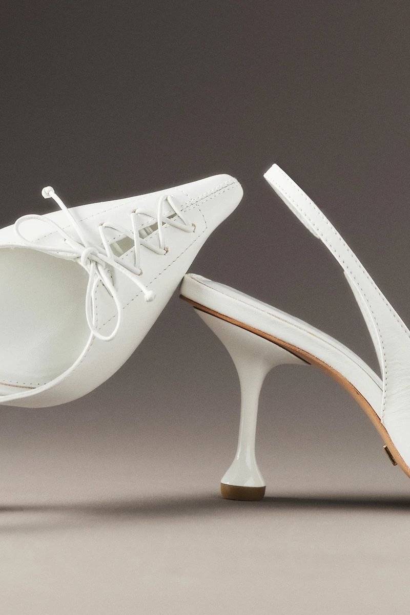 Vicenza Tie-Up Pointed-Toe Slingback Heels