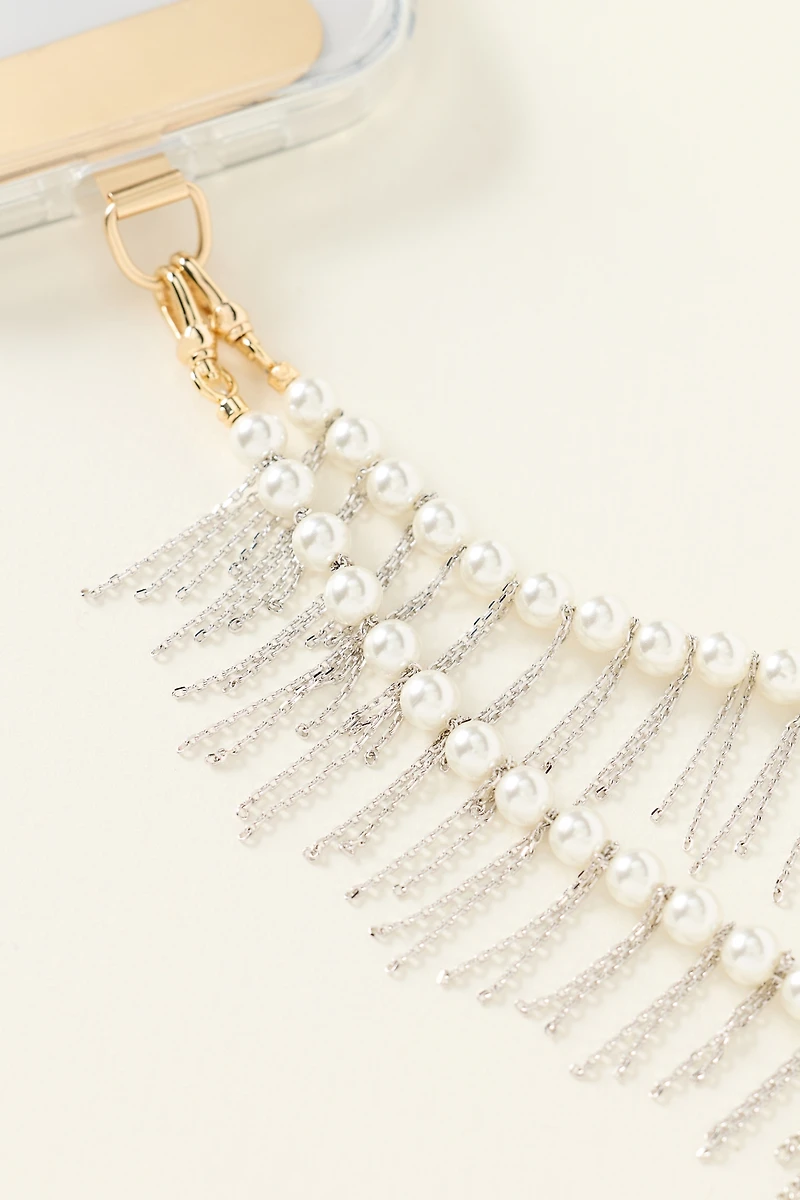 By Anthropologie Pearl Fringe Phone Chain