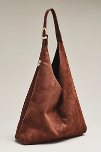 By Anthropologie Love Knot Faux Suede Buckle Slouchy Bag