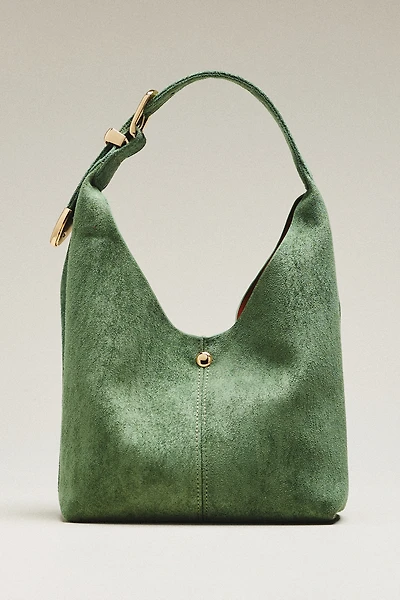 By Anthropologie Love Knot Faux Suede Mini Buckle Slouchy Bag