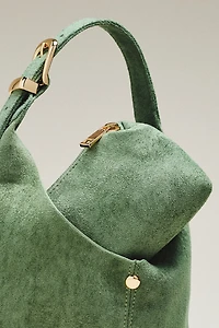By Anthropologie Love Knot Faux Suede Mini Buckle Slouchy Bag