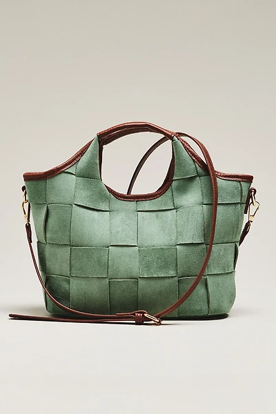 By Anthropologie Woven Faux Suede Mini Satchel