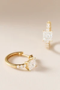 Princess-Cut Lab Diamond Hoop Earrings