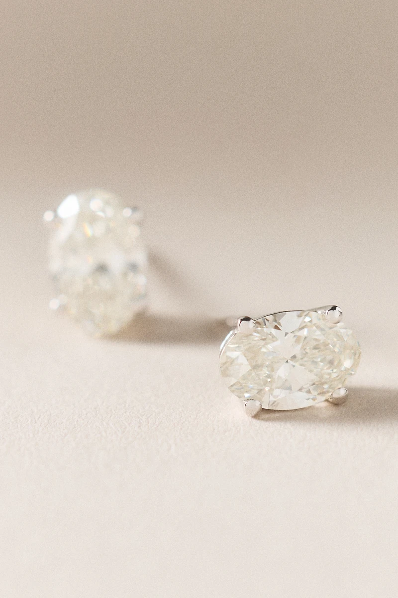 Oval-Cut Lab Diamond Post Earrings