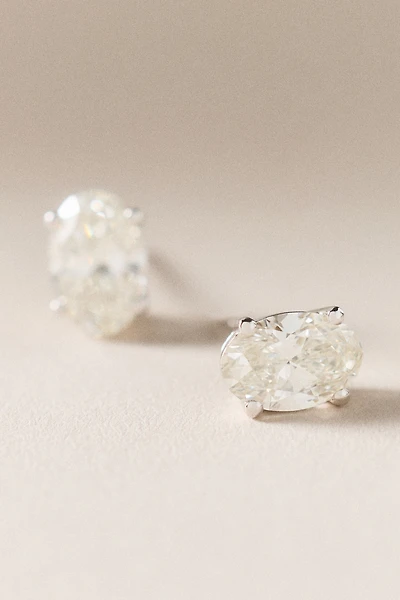 Oval-Cut Lab Diamond Post Earrings