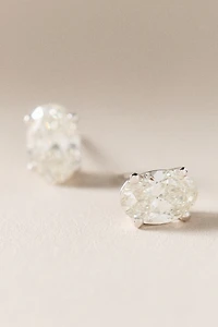 Oval-Cut Lab Diamond Post Earrings
