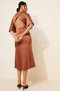 BHLDN Short-Sleeve Open-Back Side-Slit Midi Dress