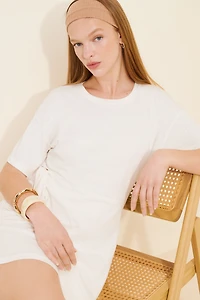 Celandine Short-Sleeve Side-Tie Mini Dress