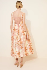 BHLDN Sleeveless Square-Neck Floral Fit & Flare Midi Dress