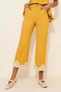 Maeve The Colette Floral Embroidered Pants