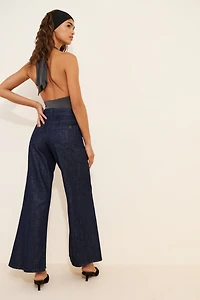 Pilcro The Adi Sparkle Pull-On Mid-Rise Flare Jeans