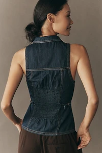 Pilcro Denim Zip-Front Vest