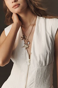 Maeve The Tommie Cap-Sleeve Smocked Front-Zip Shirt Dress: Eyelet-Trim Edition