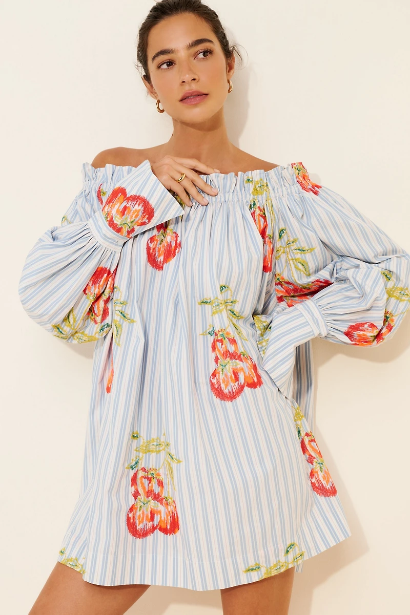 Essentiel Antwerp Embroidered Striped Mini Dress