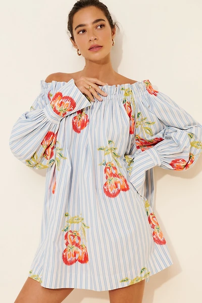 Essentiel Antwerp Embroidered Striped Mini Dress
