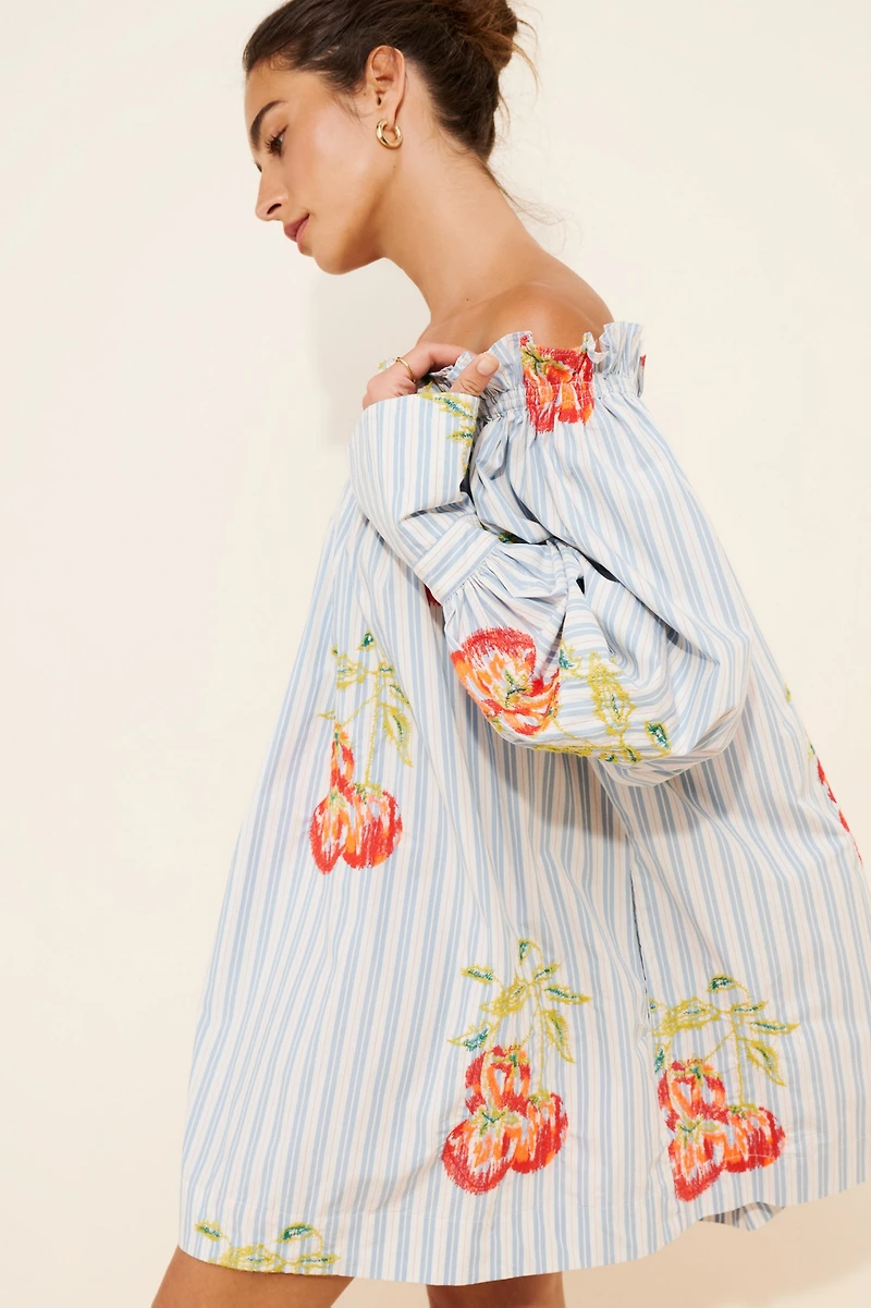 Essentiel Antwerp Embroidered Striped Mini Dress