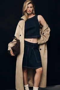 Seamed Denim Mini Skirt