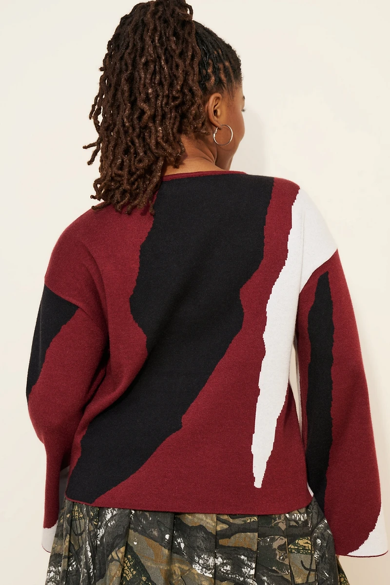 Eloquii V-Neck Intarsia Sweater