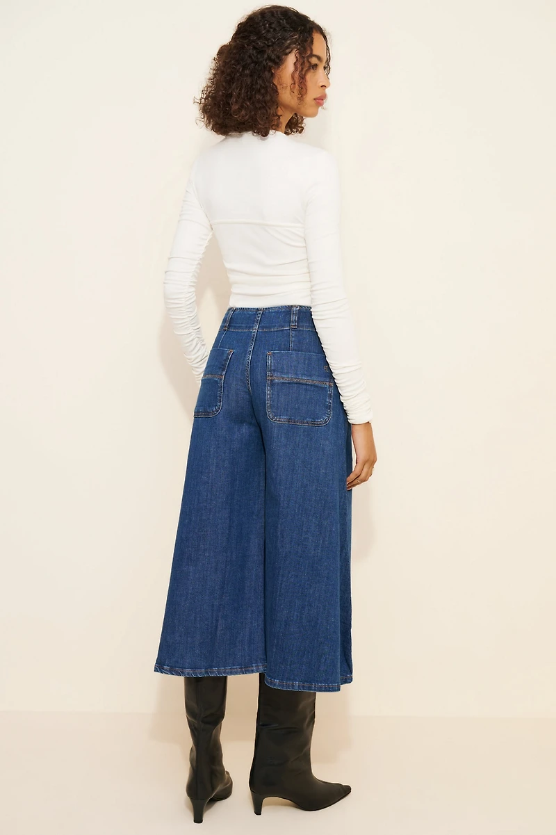 Pilcro Skirty High-Rise Crop Wide-Leg Jeans