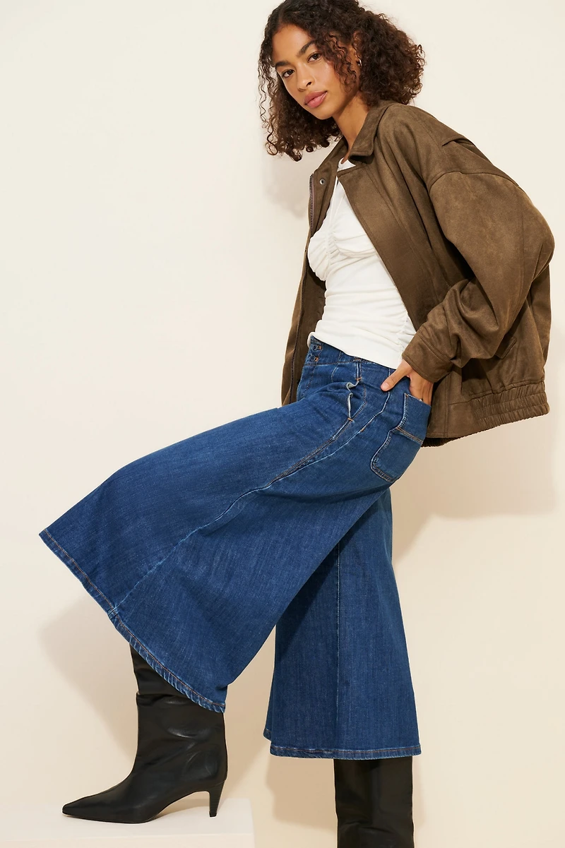 Pilcro Skirty High-Rise Crop Wide-Leg Jeans
