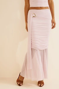 Ruched Sash Mermaid Maxi Skirt