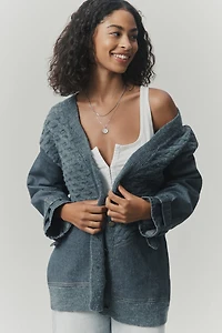 Pilcro Denim Mixed Media Cardigan Sweater