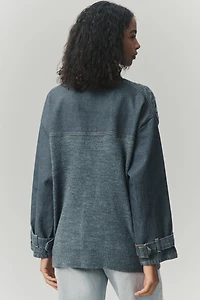 Pilcro Denim Mixed Media Cardigan Sweater