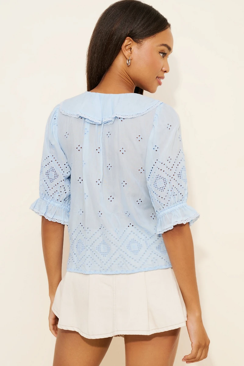 Madewell Ruffled Eyelet Puff-Sleeve Top
