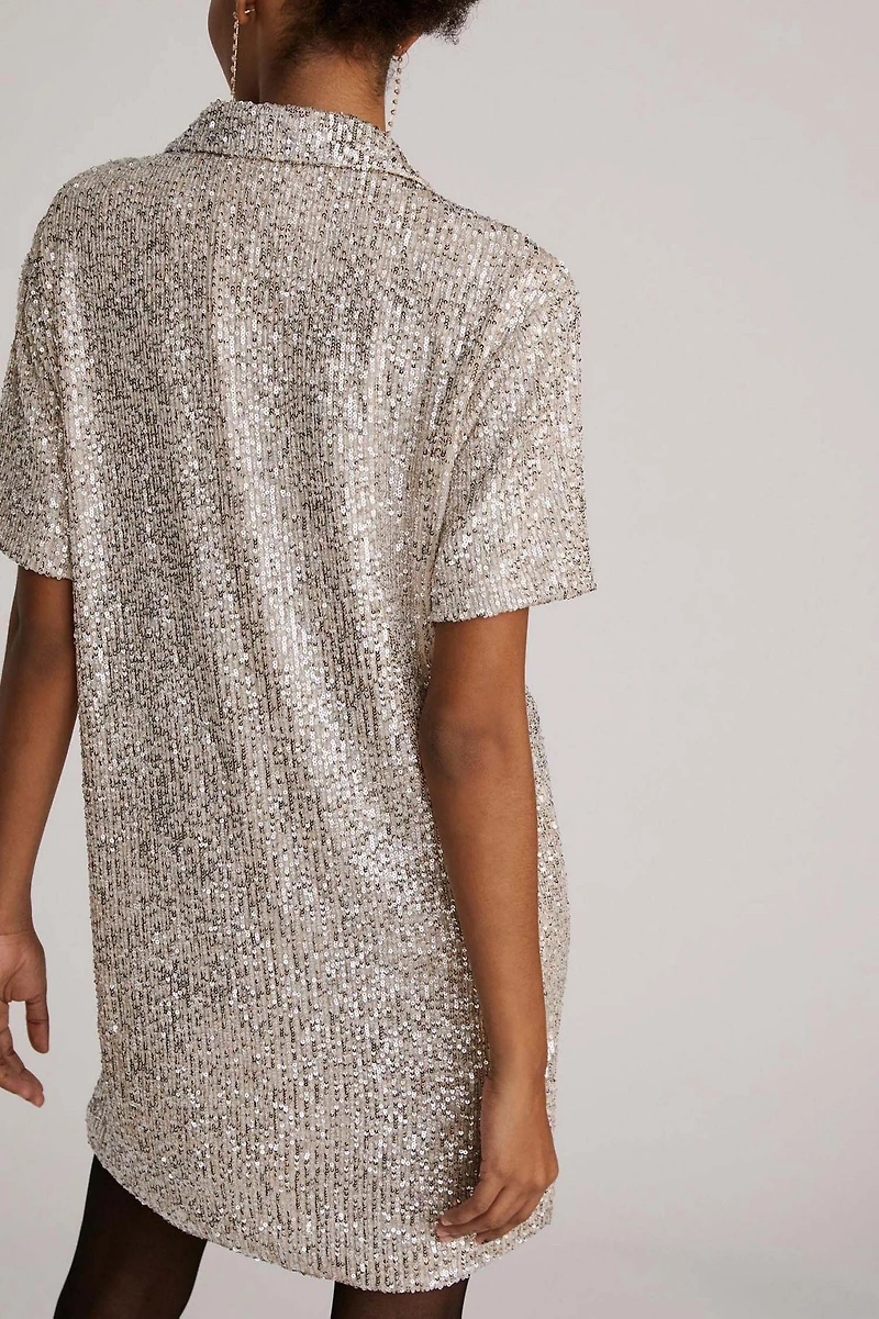 Sunday Brooklyn Sequined Mini Shirtdress