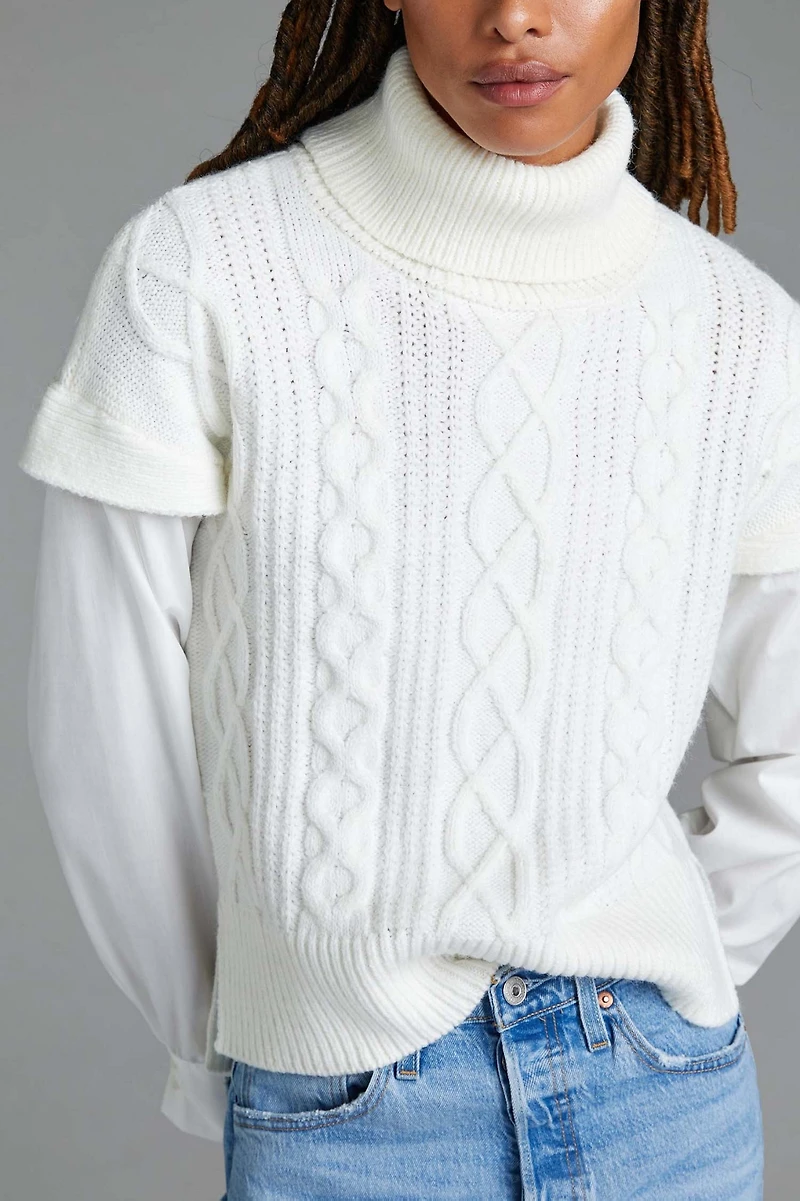 Design History Layered Cable-Knit Sweater Tee