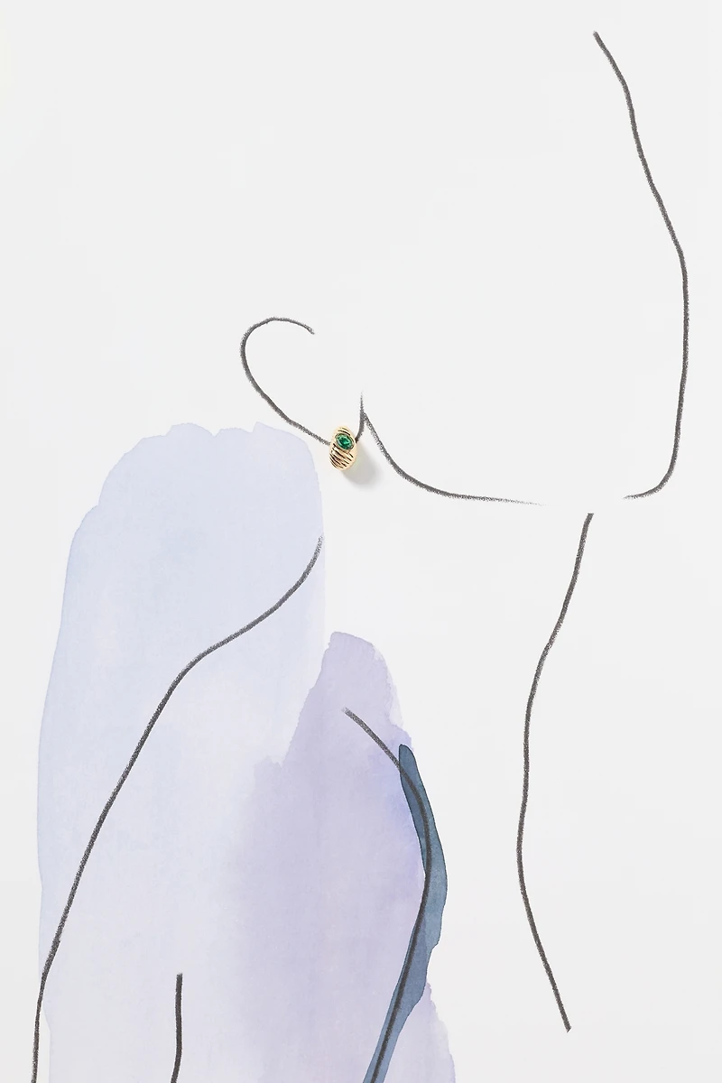Sculptural Ribbed Crystal Post Earrings