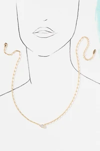 Bezel Crystal Paperclip Chain Necklace