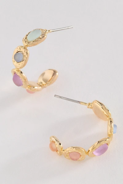 Colorful Semi-Stone Hoop Earrings