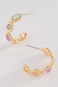 Colorful Semi-Stone Hoop Earrings