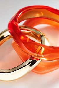 Wavy Bangle Bracelets, Set of 3