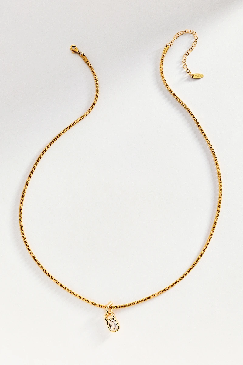 Bezel Crystal Pendant Necklace